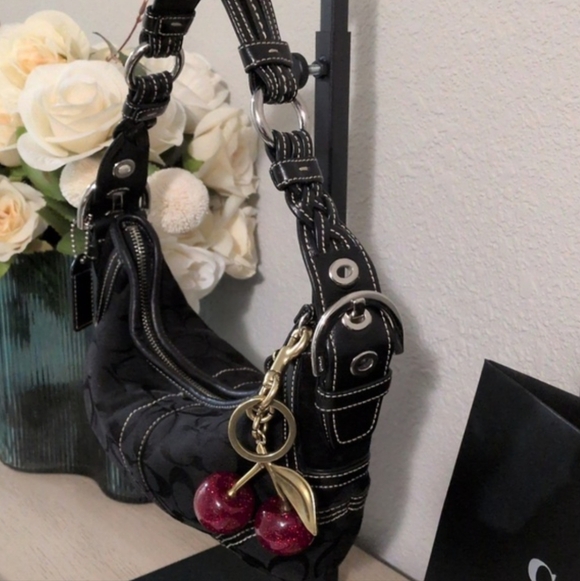 Y2K Coach Hobo In Black Signature Jacquard and Wallet SET Rare Vintage Coach Bag - Picture 6 of 13